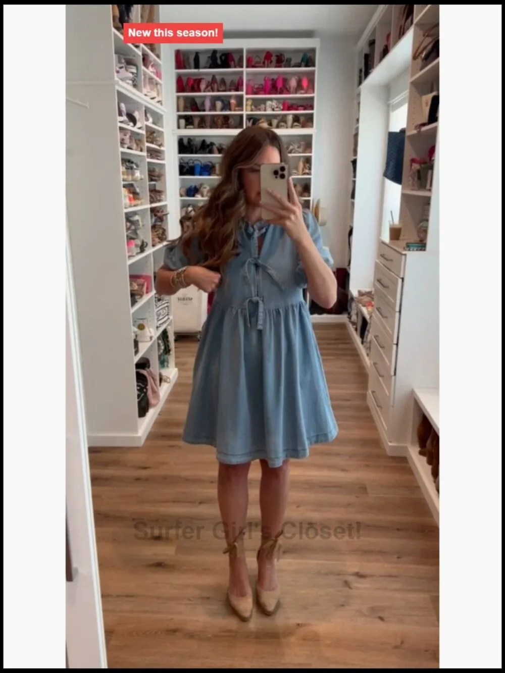 Puff Sleeve Babydoll Denim Dress with Pockets Casual Jean Romper